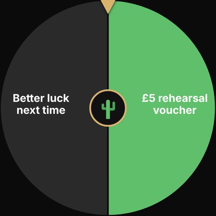 The Mini Wheel: £5 rehearsal voucher or better luck next time